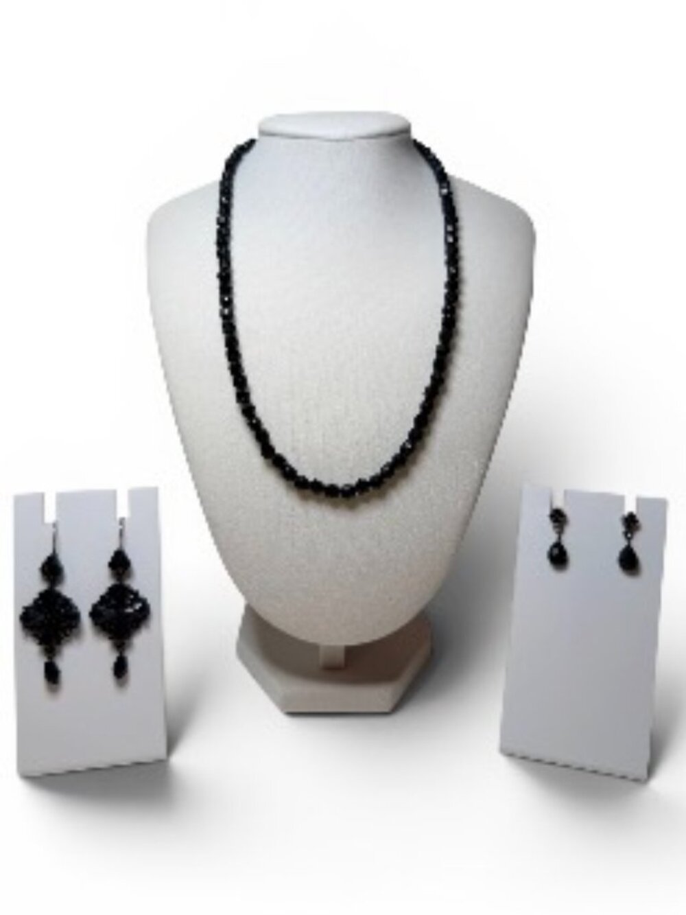 Earring Necklace Set Black Glass Glass Crystal Style Beads Chandelier Drop
